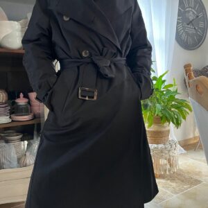 Accueil trench long ceinturé – coupe classique & doublure confort
