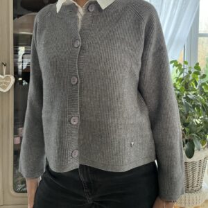 gilet boutonné en maille gris