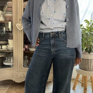 chemise rayée broderies – bleu ciel