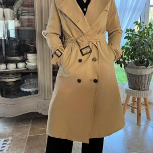 Accueil trench long ceinturé – coupe classique & Élégante